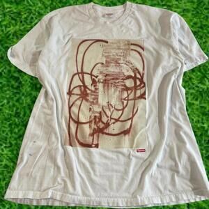 Supreme White Graphic Tee XL - Rare Christopher‎ Wool Artist Collaboration 2001